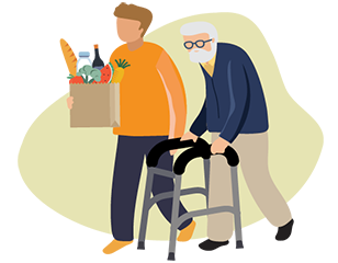 illustration of two people walking together